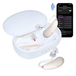 Emaiyoi RIC-01 Wireless Rechargeable Hearing Aid for Seniors with Hearing Loss - APP fitting, 32-Channel WDRC Voice Processing , Adaptive Noise Reduction Technology, Portable Charging Case Included